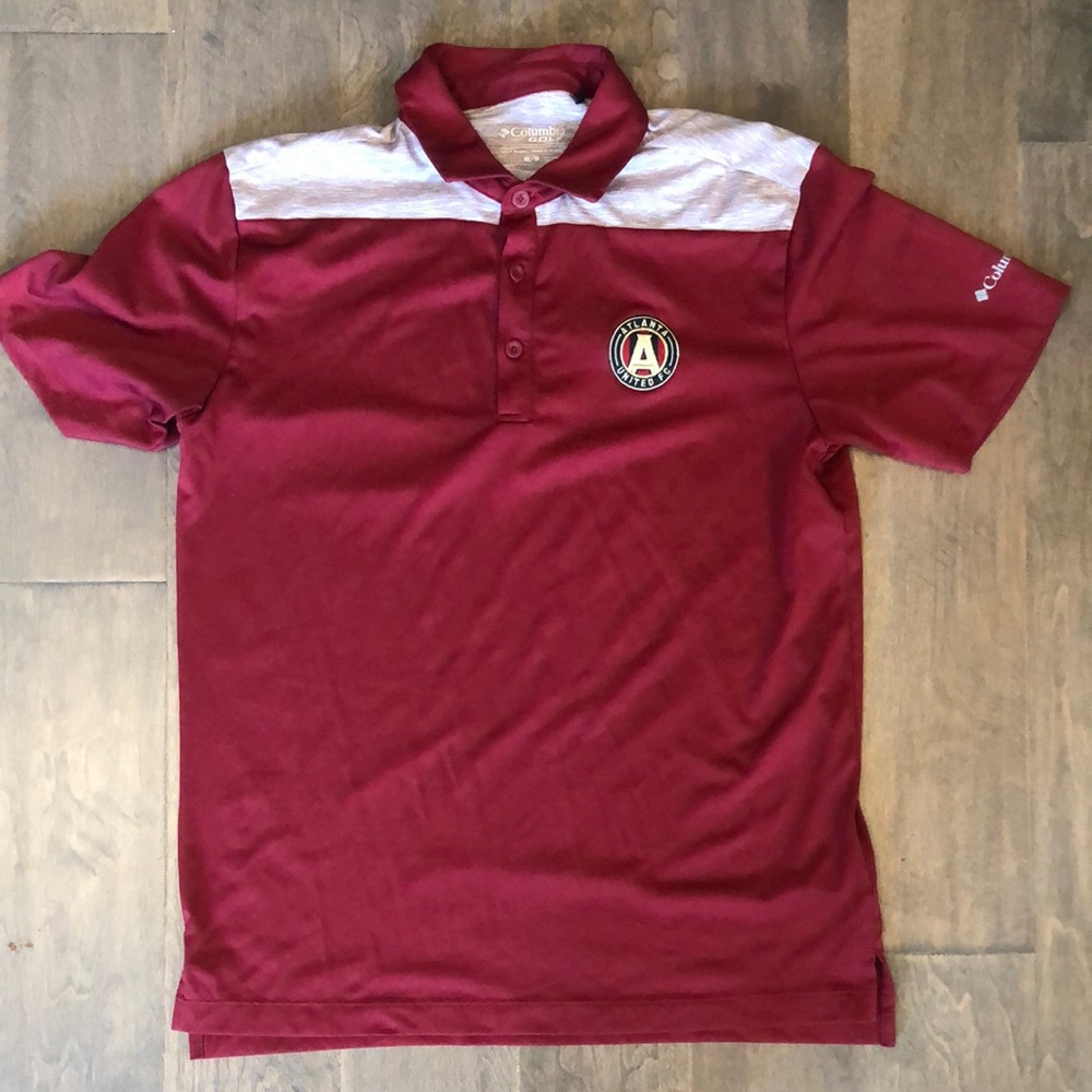 Atlanta United Columbia Golf men’s Red White Polo Shirt Athletic Casual Medium